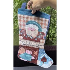 Mohawk Home Tapestry Christmas Stocking Vintage USA 2001 Country Snowman Red